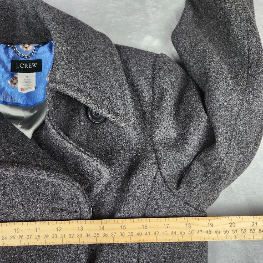J. Crew Womens Jacket Pea Coat Grey Wool Blend Size M Medium - Picture 5 of 11